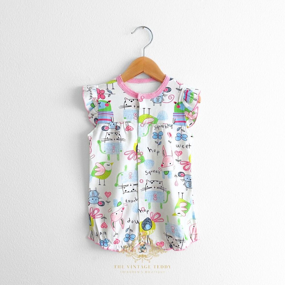 NWT Cute Girls Romper One-piece Short Sleeve Shorts Little Bird & Friends 3-6M - Picture 1 of 3